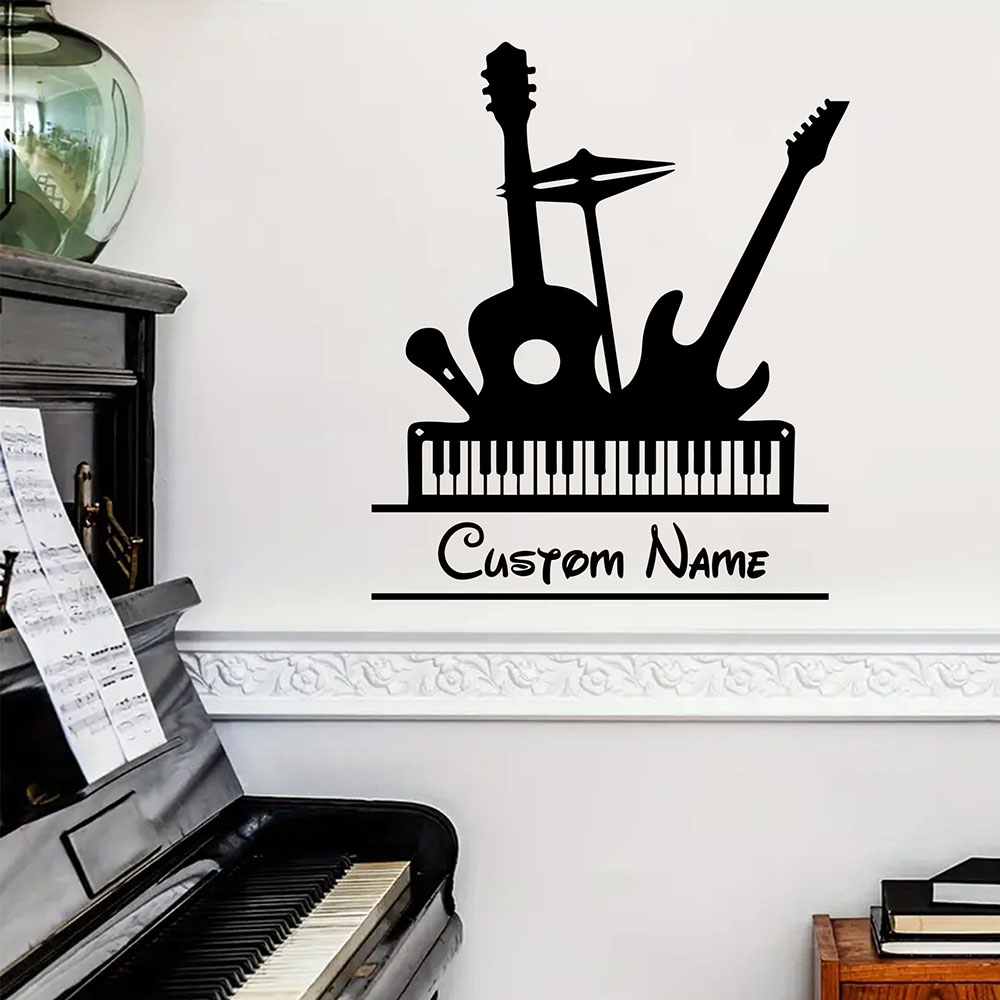 Musical Instrument And Name - ملصق جداري فني من الفينيل بتصميم