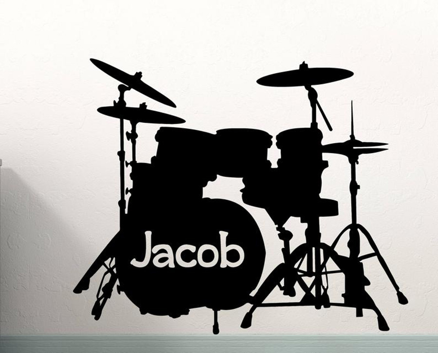 Musical Instrument And Name - طقم أنابيب الجدار ملصق مخصص اسم
