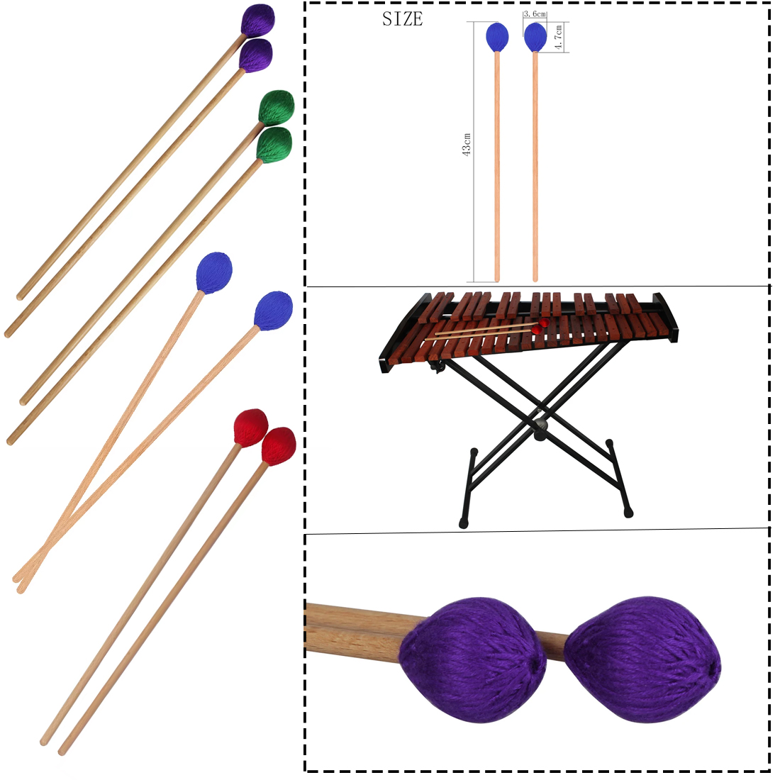 مطارق الماريمبا المهنية مع مقب - مراجعة Musical Instrument Glockenspiel وسعره
